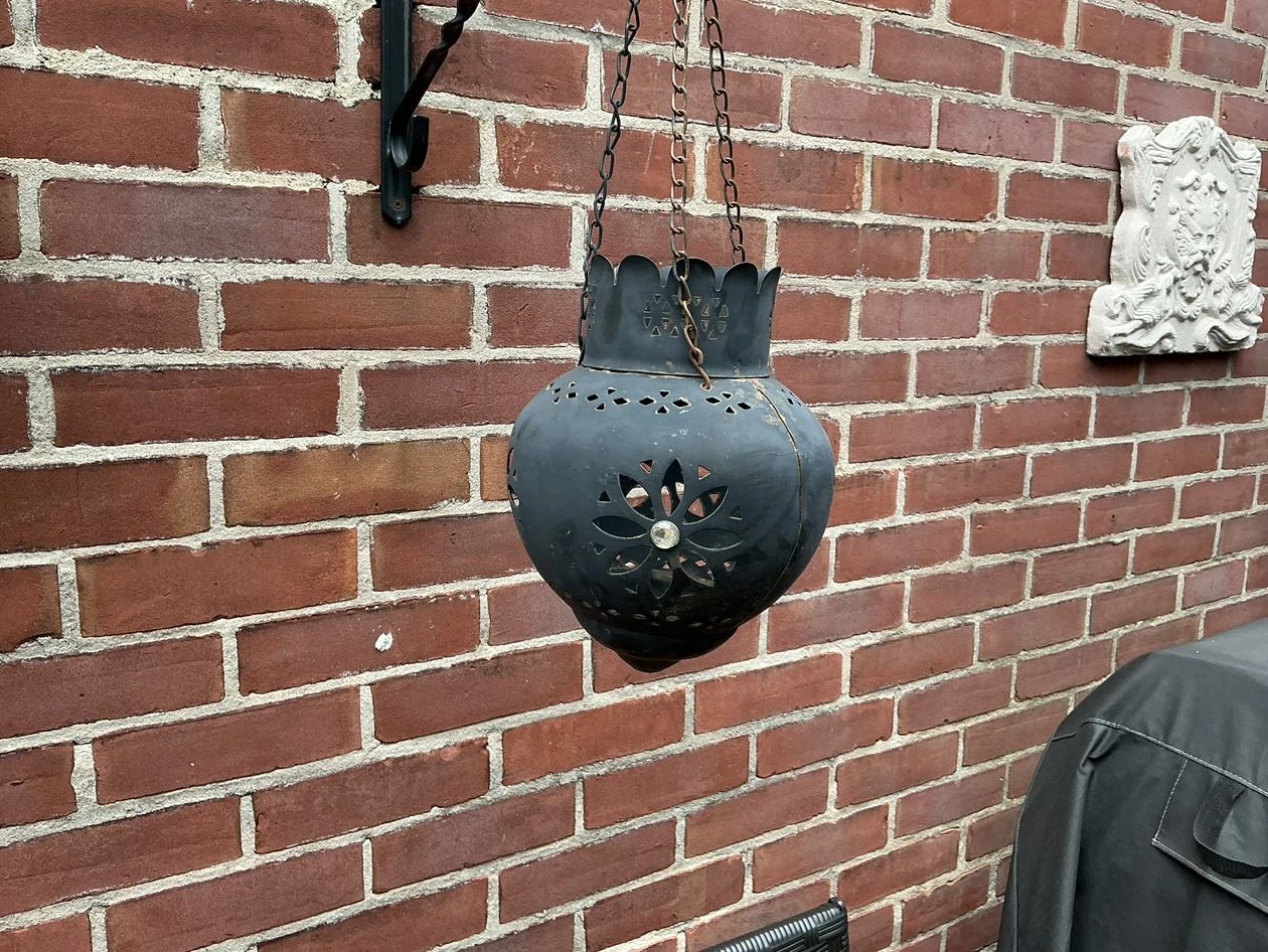 Vintage Rustic Moroccan Hanging Metal Lantern Incense Burner