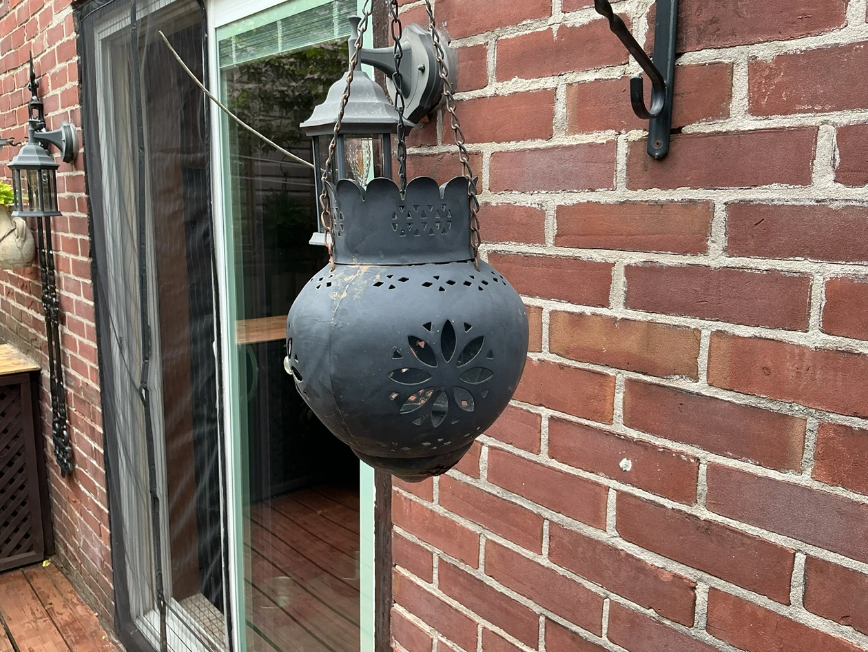 Vintage Rustic Moroccan Hanging Metal Lantern Incense Burner - photo 2