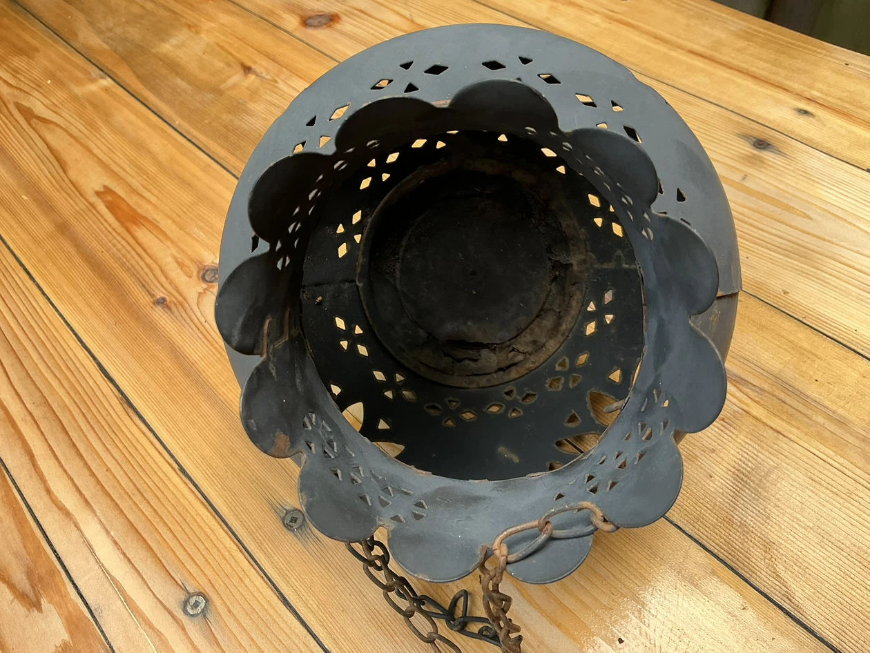 Vintage Rustic Moroccan Hanging Metal Lantern Incense Burner - photo 4