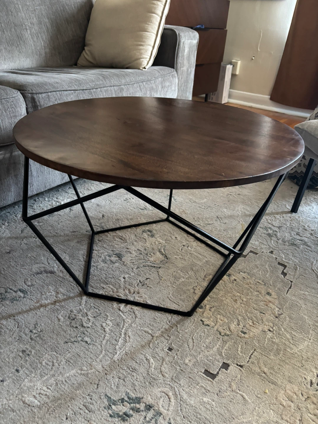 Beautiful modern wood and iron coffee table