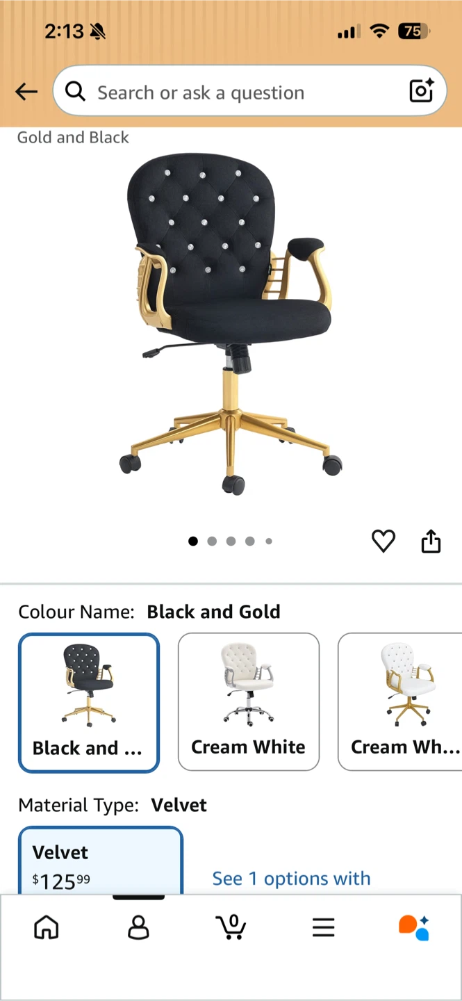 Black and Gold Velvet Office Chair