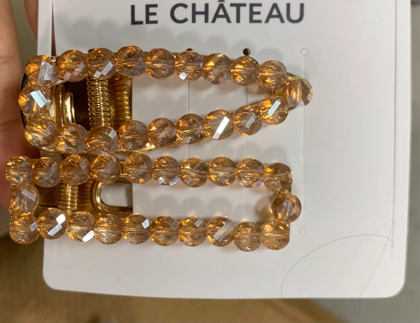 Le Château Beaded Hair Clip - Gold