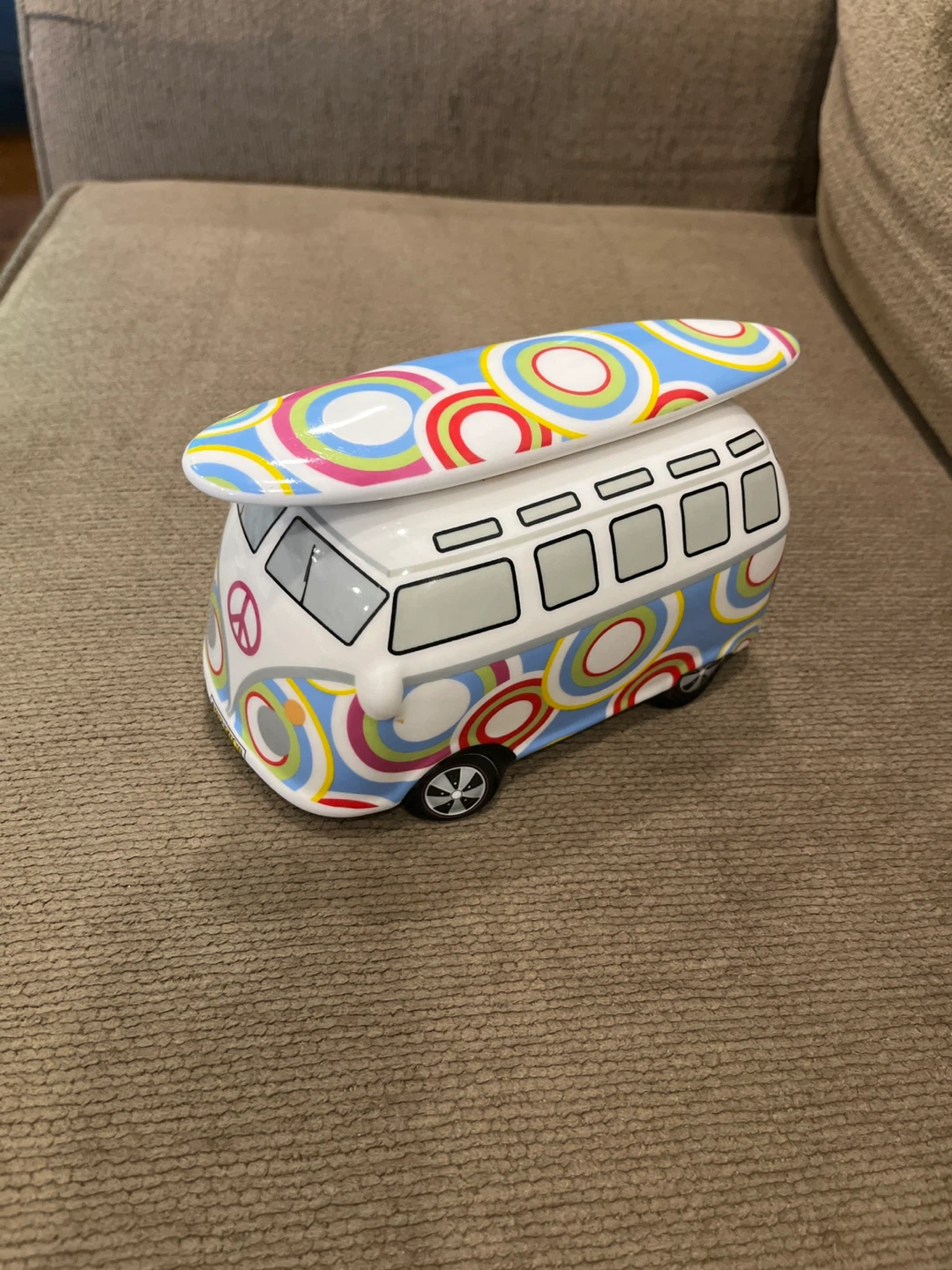 Ceramic Van Coin Bank with Surfboard