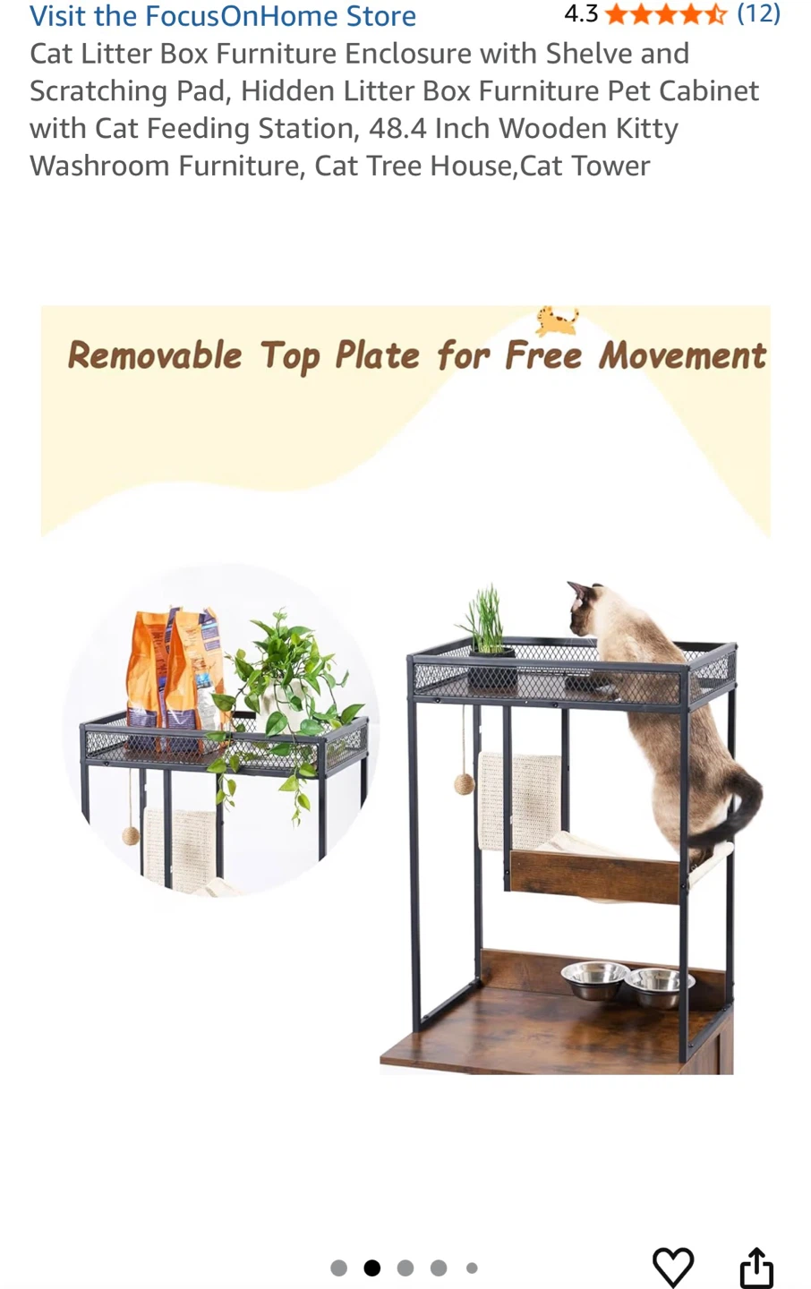 Cat Litter Box Furniture Enclosure / Feeding Station - photo 2