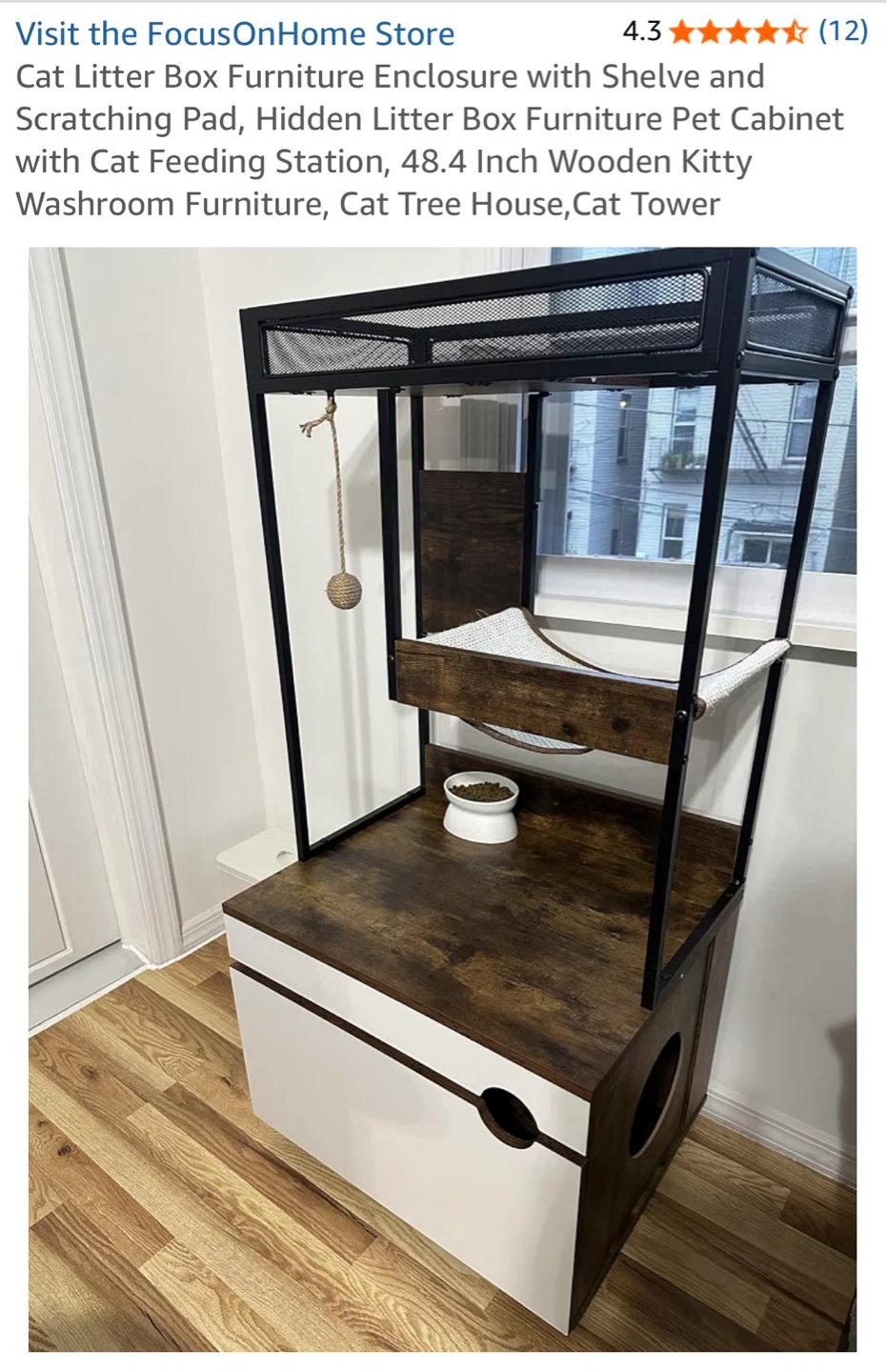Cat Litter Box Furniture Enclosure / Feeding Station - photo 5