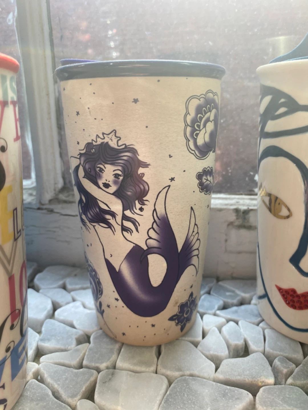 Starbucks Ceramic Travel Mug with Mermaid Design