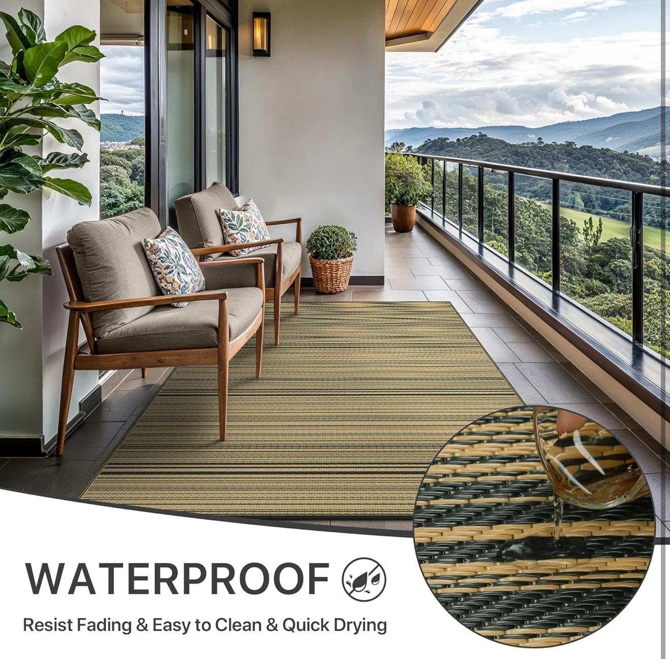 New in Box Reversible Black Brown Outdoor Rug,10Ftx14Ft - photo 5