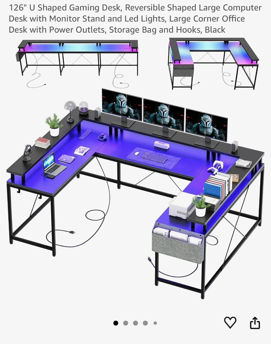 Gaming Desk with LED Lights