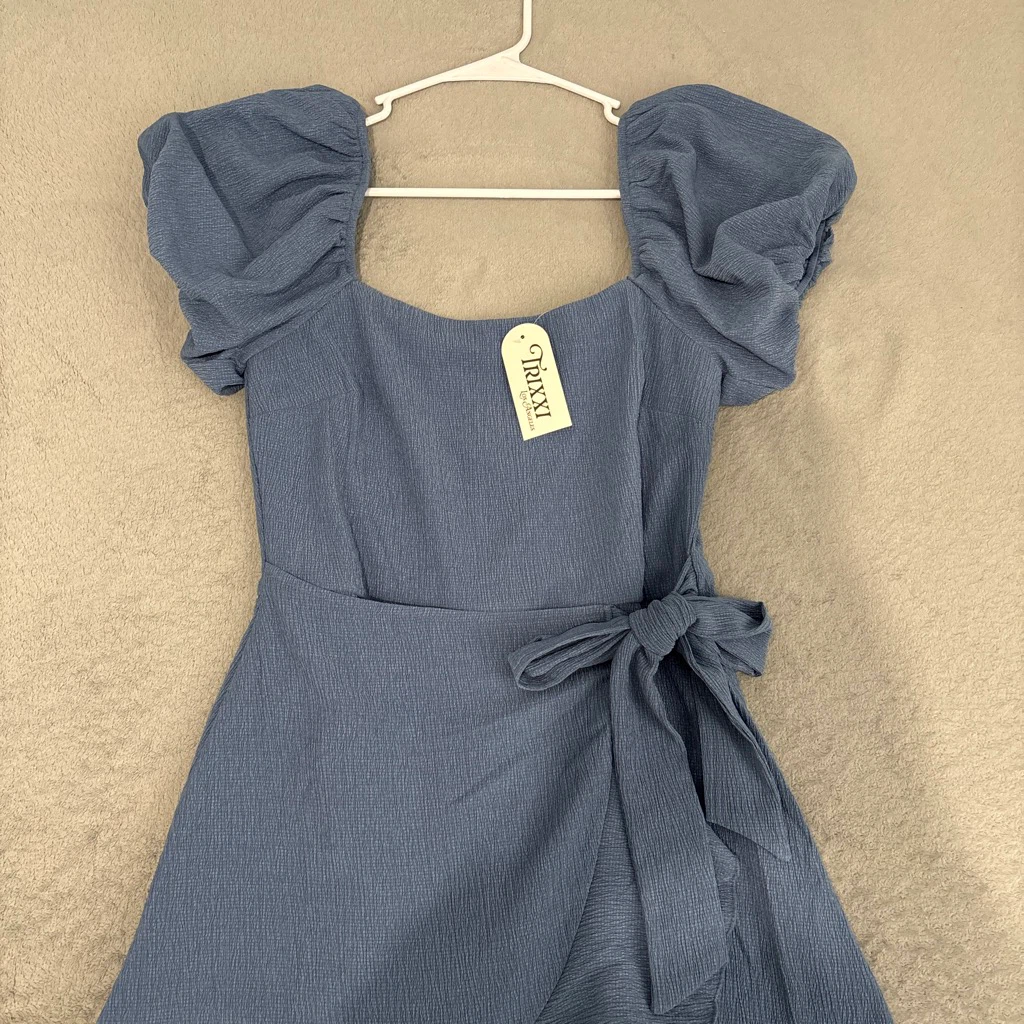 TRXXI Blue Puff Sleeve Wrap Dress - photo 2