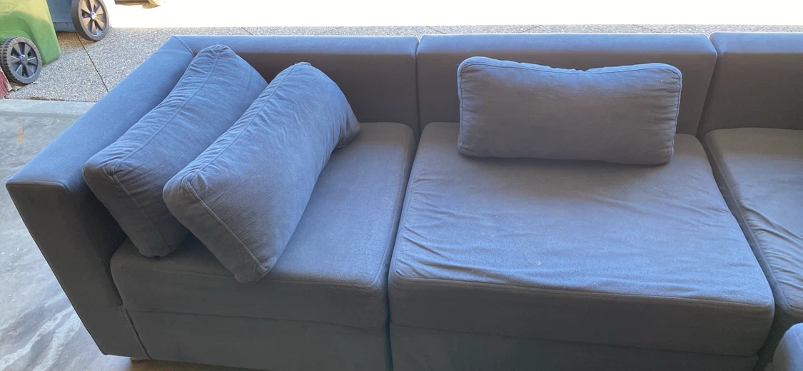 L shape Blue sectional sofa with ottoman - photo 3