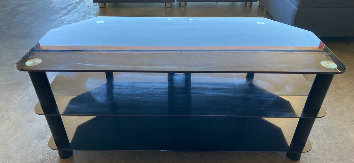 Black Glass 3-Tier TV Stand - photo 3