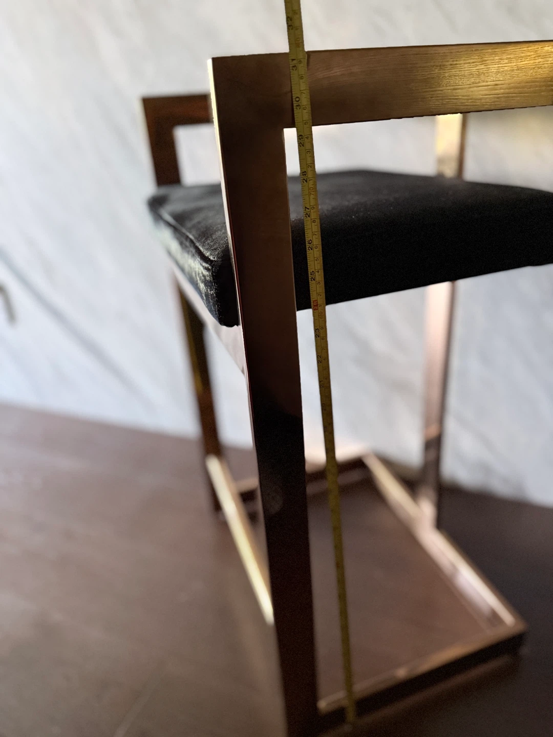Brass rose gold Bar Stool with Black Seat - photo 5