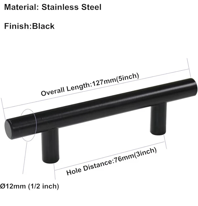 New 3in Flat Black Cabinet Hardware 9 Pack Stainless Steel - photo 3