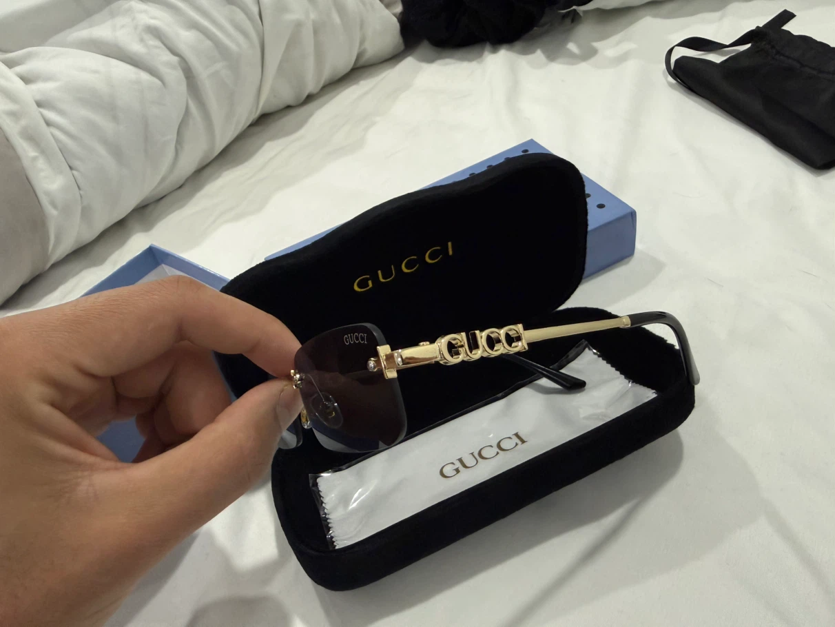 Gucci Rimless Sunglasses with Case and Box