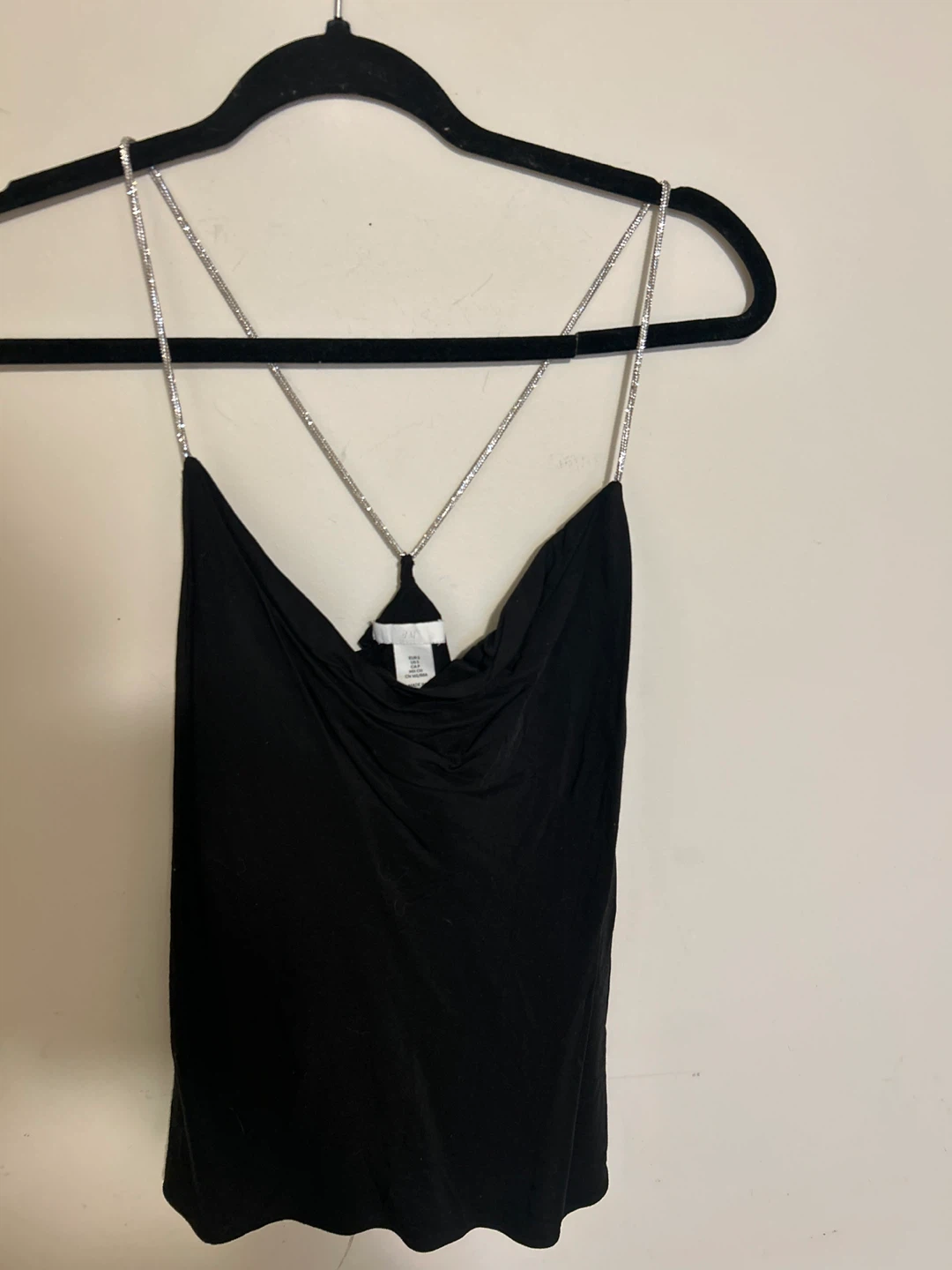 H&M Black Camisole with Rhinestone Straps - photo 2