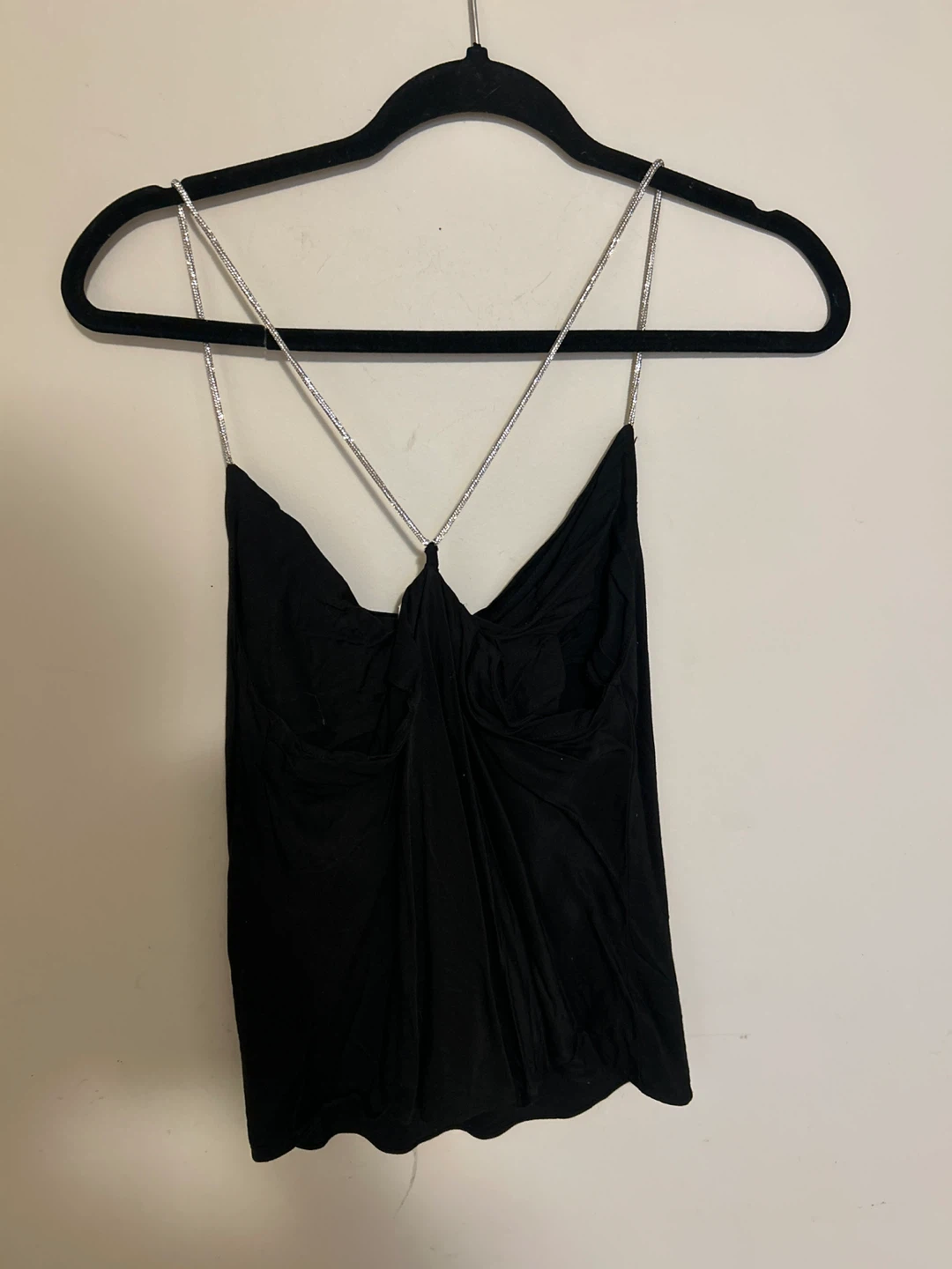 H&M Black Camisole with Rhinestone Straps