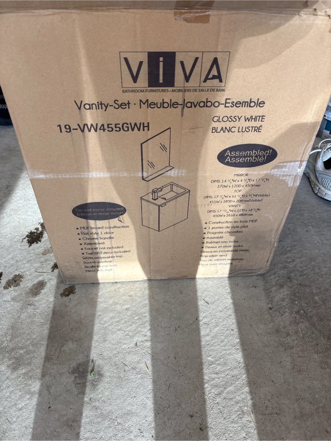 VIVA Vanity Set 19-VW455GWH Glossy White
