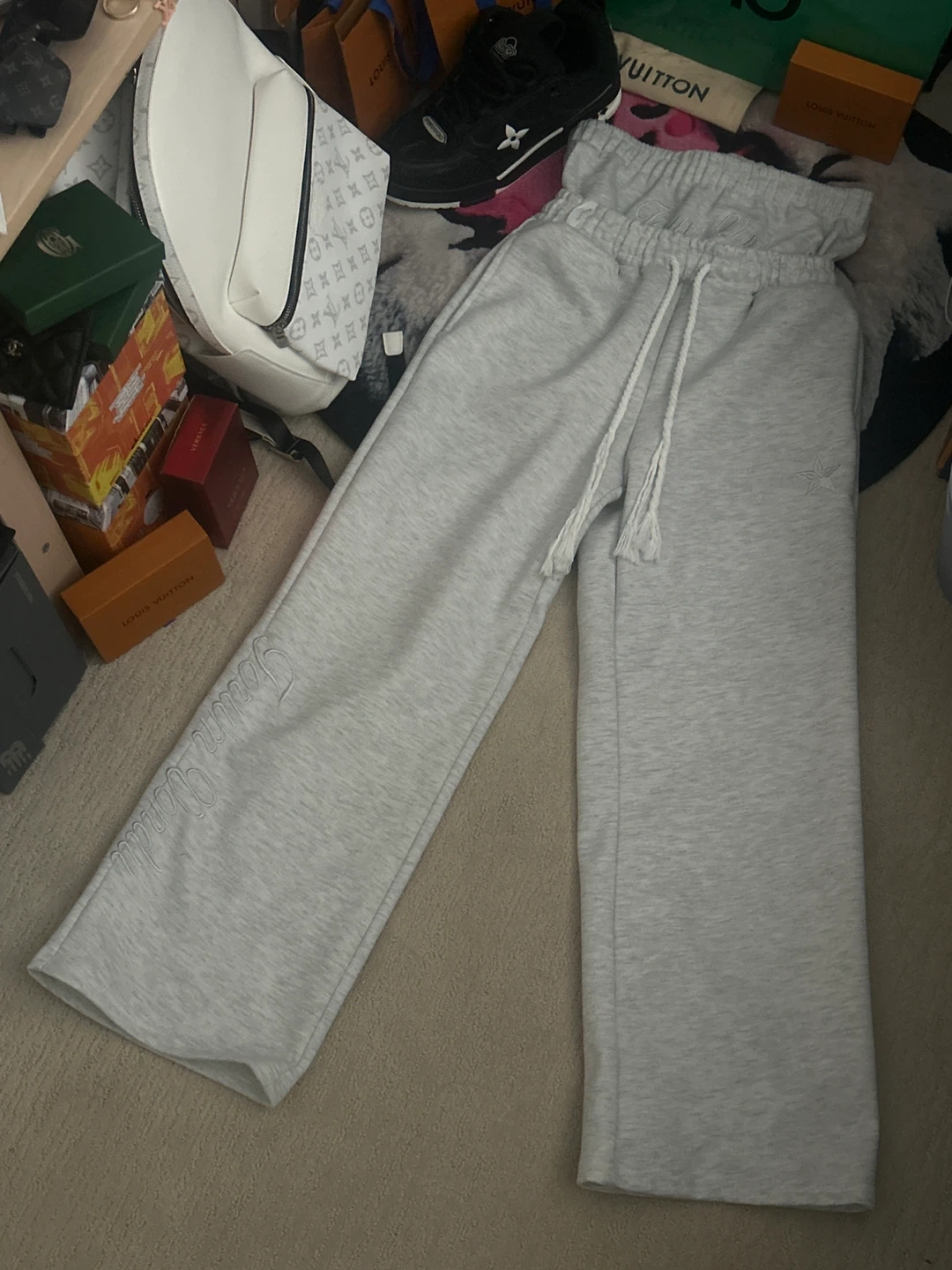 Grey double waisted sweatpants