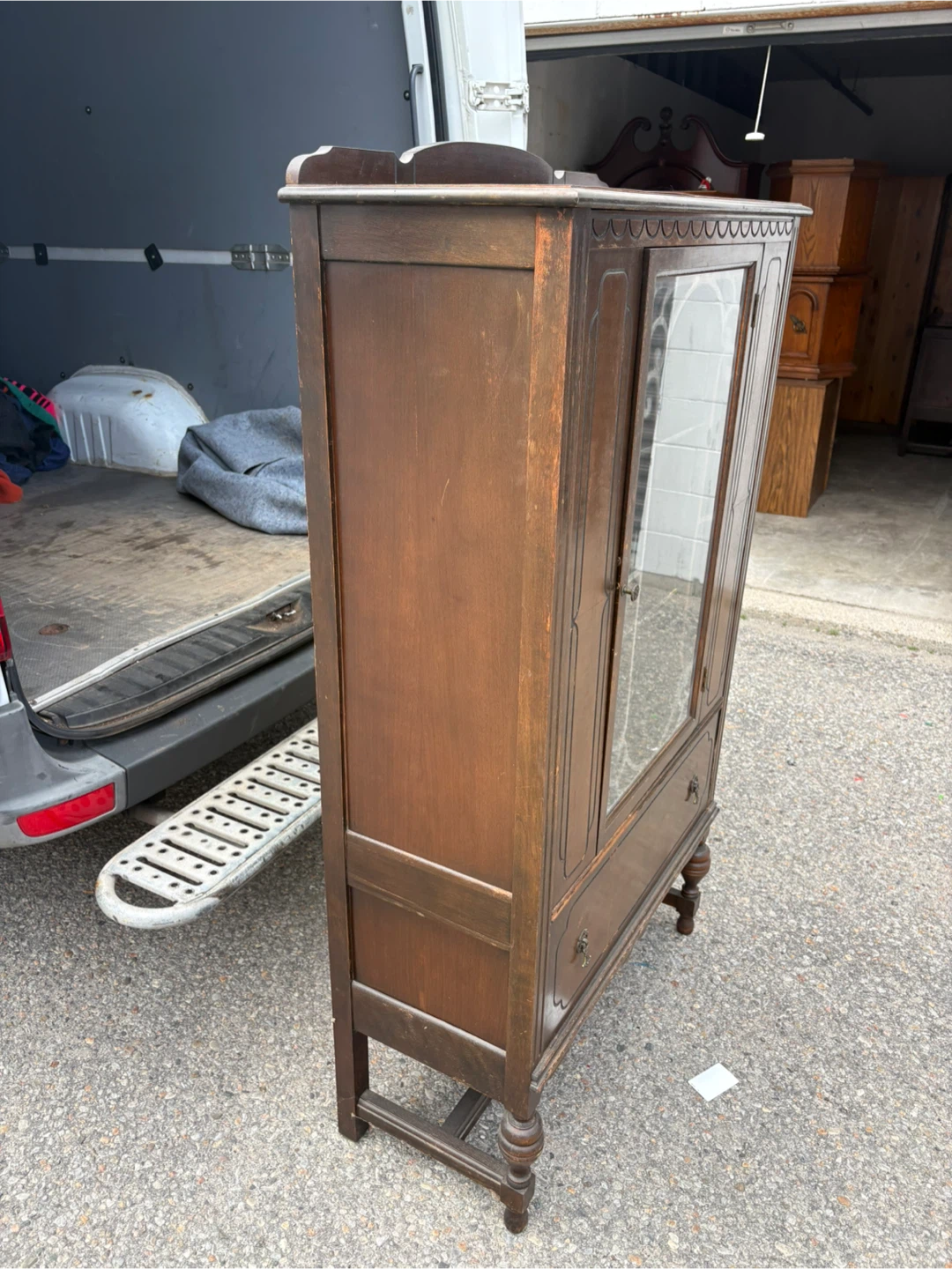 Free delivery Antique Glass Display Cabinet with Drawer - photo 4