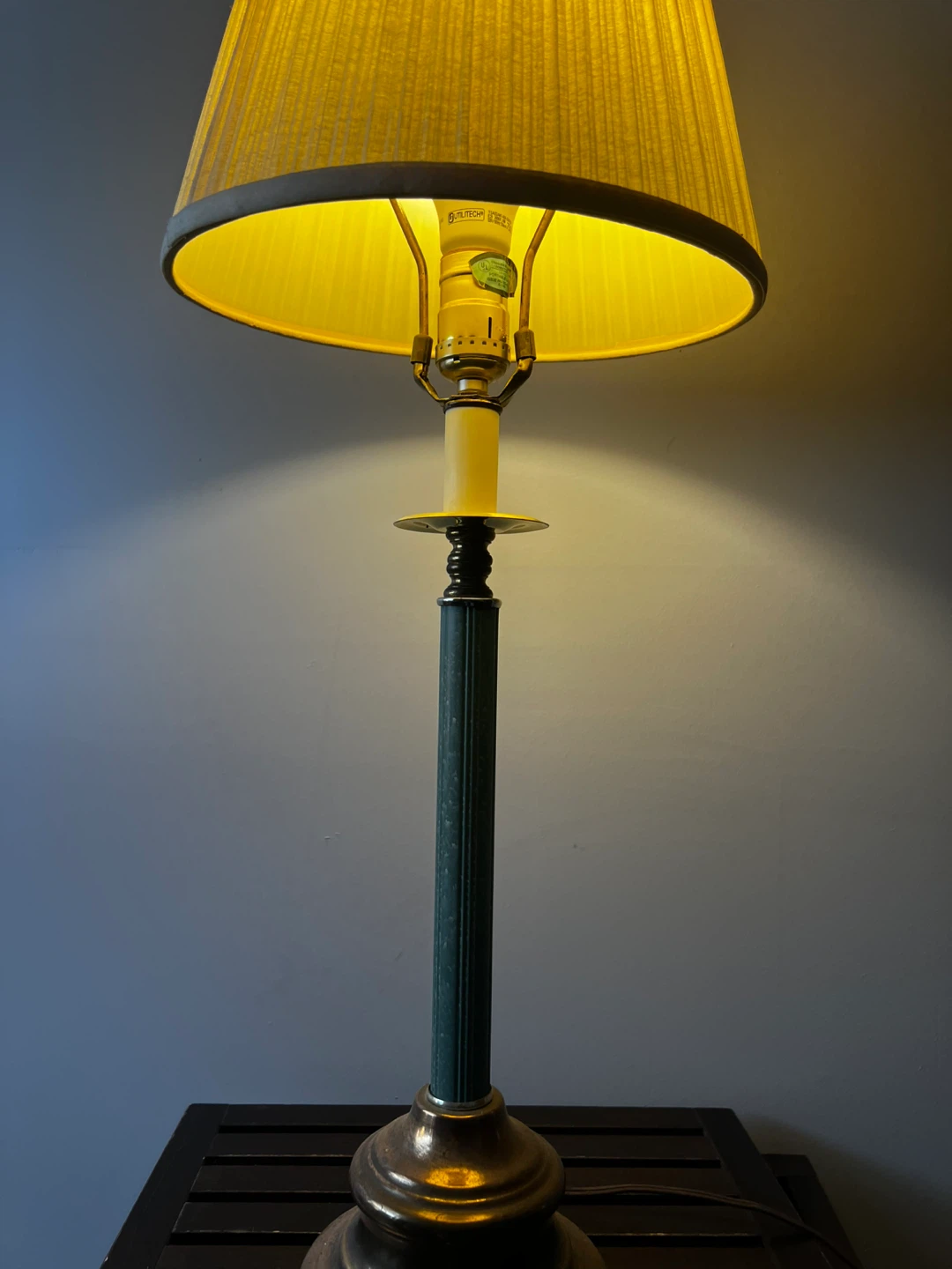 Vintage Brass and Green Table Lamp