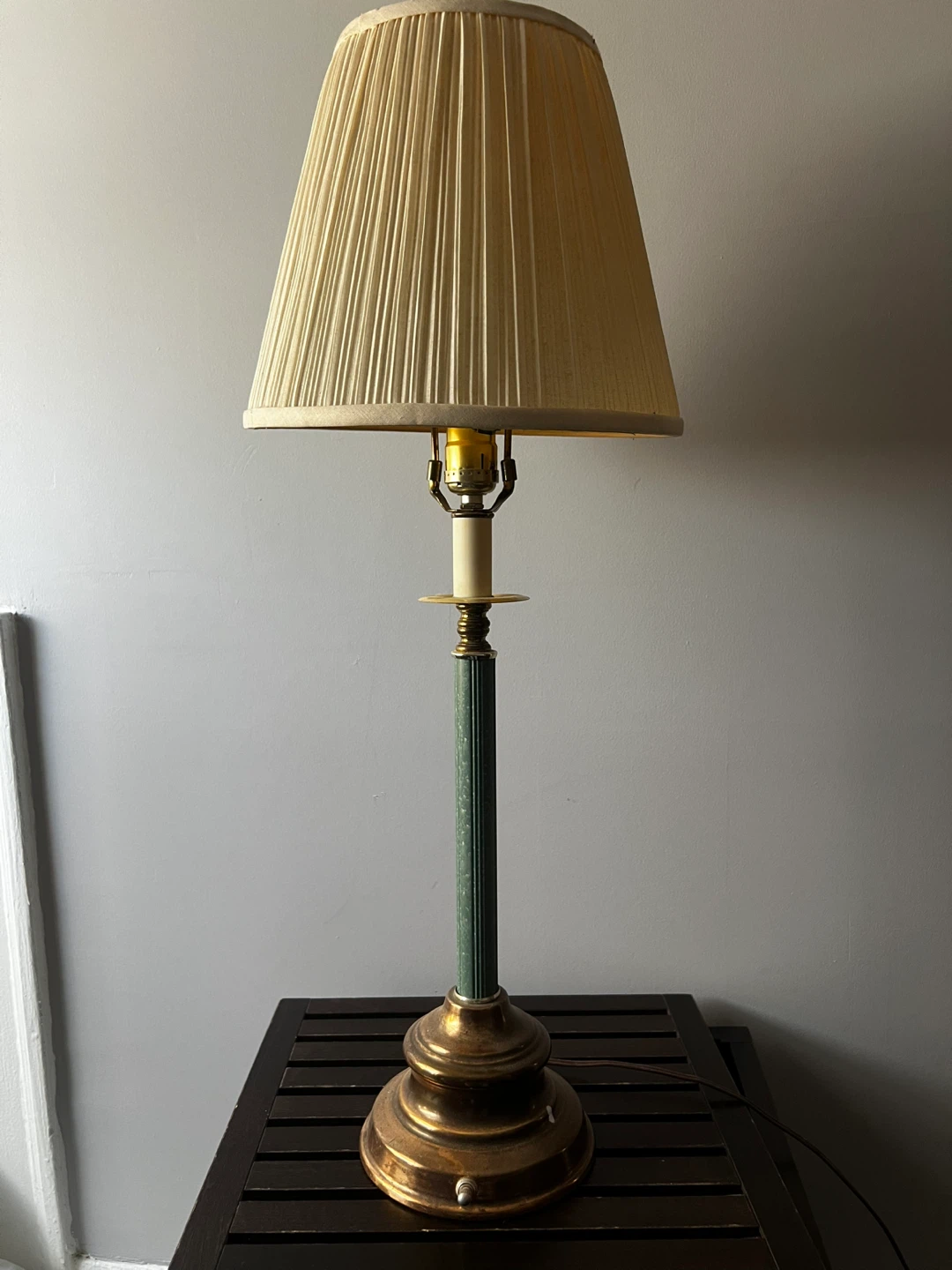 Vintage Brass and Green Table Lamp - photo 2