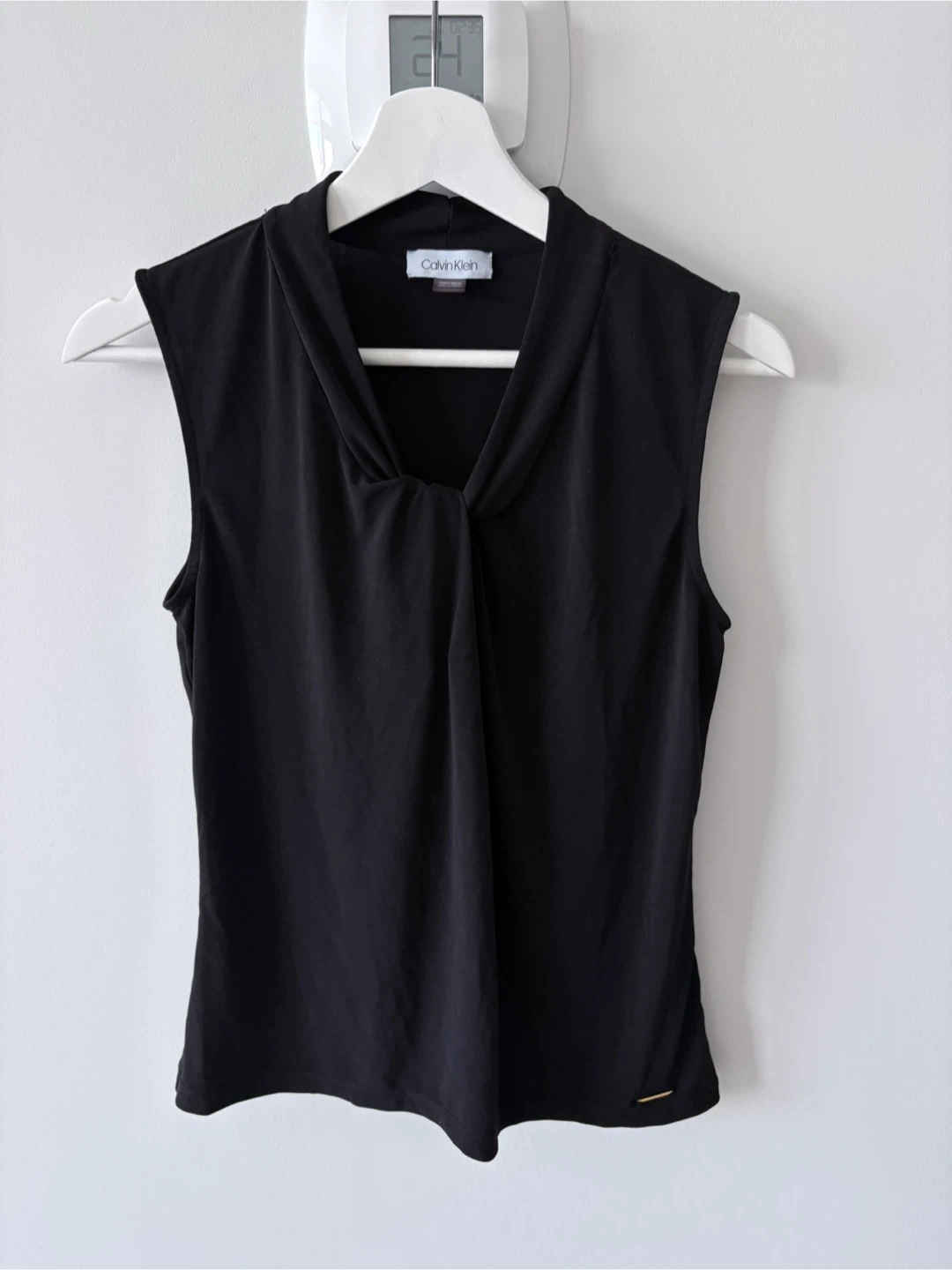 Calvin Klein Black Sleeveless Twist Neck Blouse