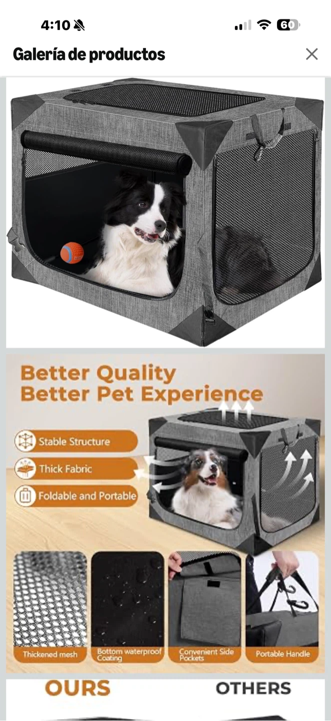 Nottia Foldable Soft Dog Crate Travel Carrier