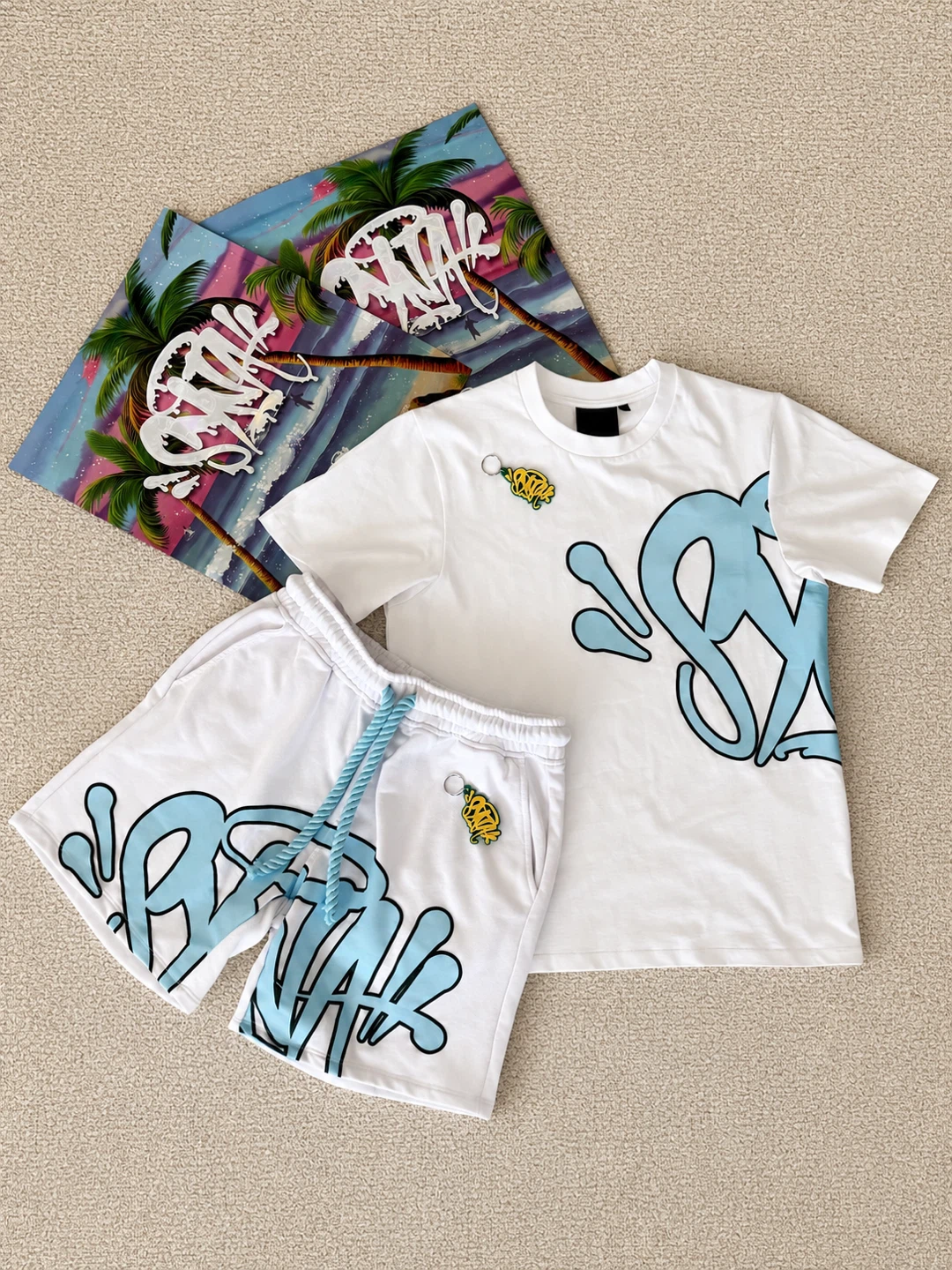 Syna World White & Blue Shirt + Shorts Set