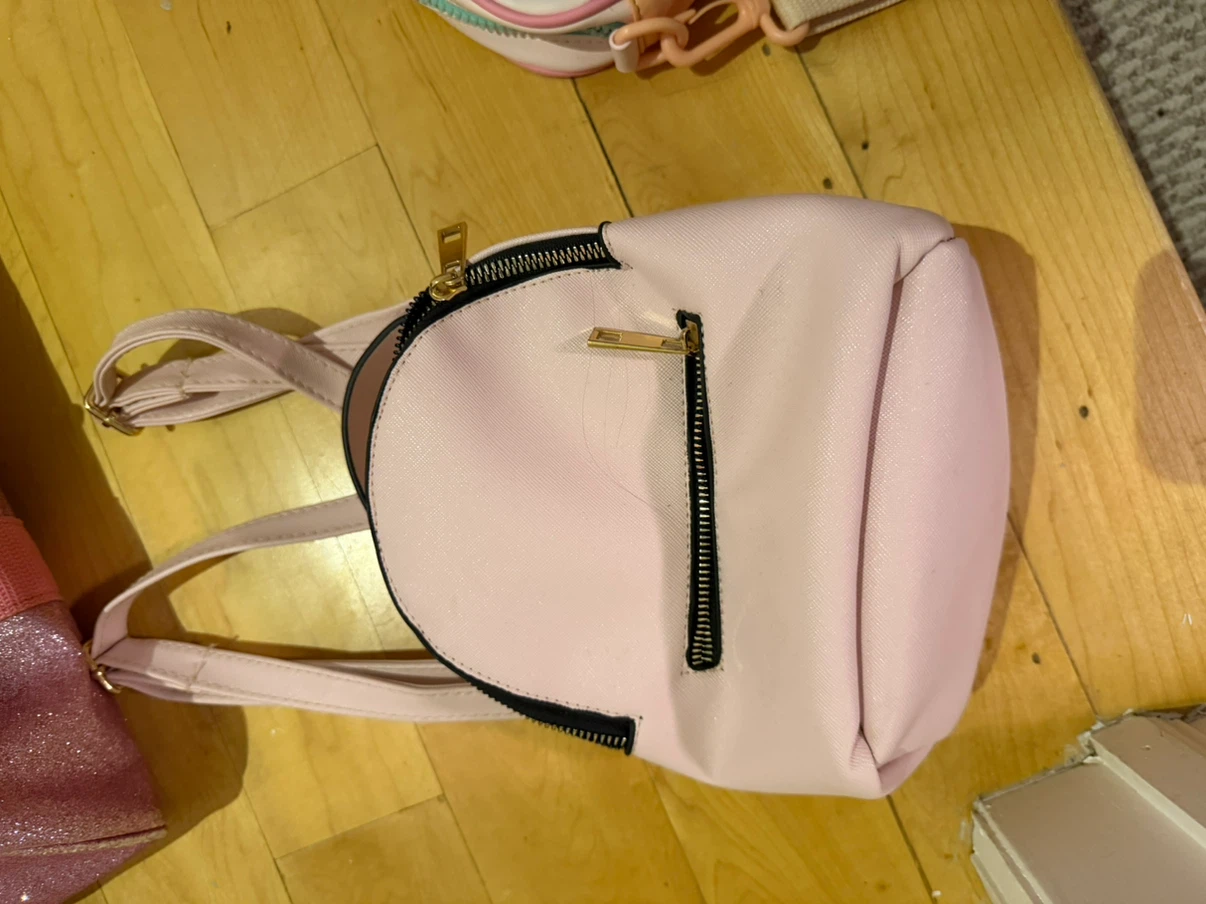 Pink Faux Leather Mini Backpack