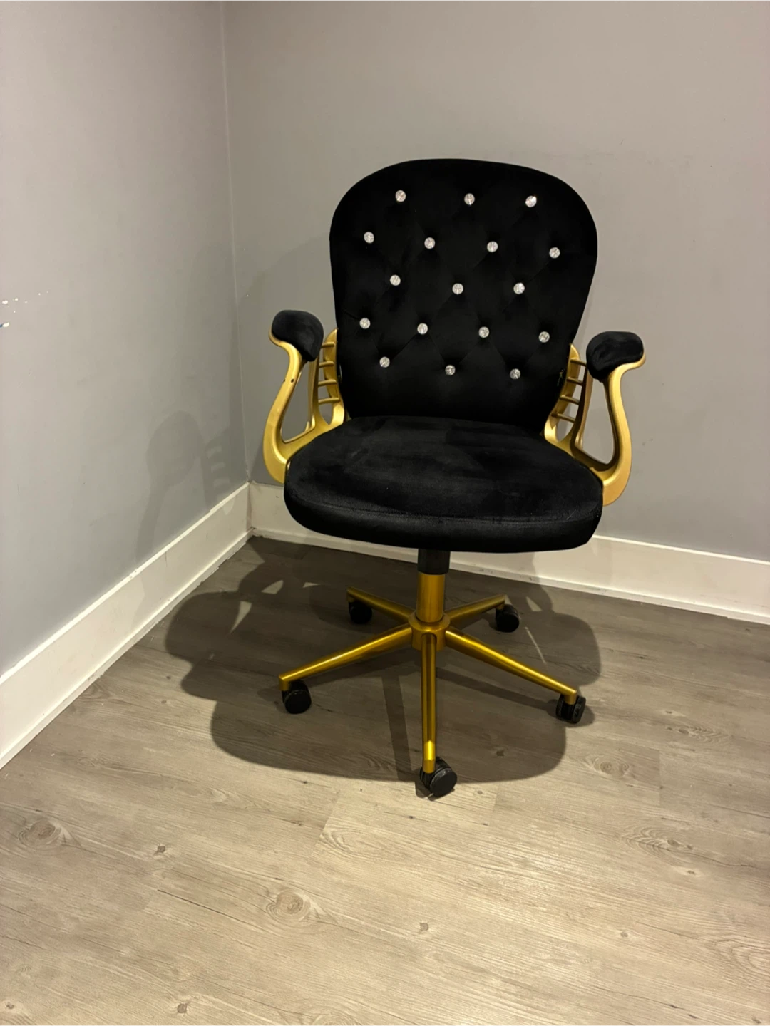 Black and Gold Velvet Office Chair - photo 2