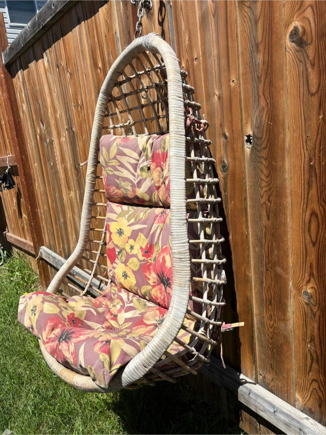 Hanging Egg Chair with Floral Cushions - photo 2