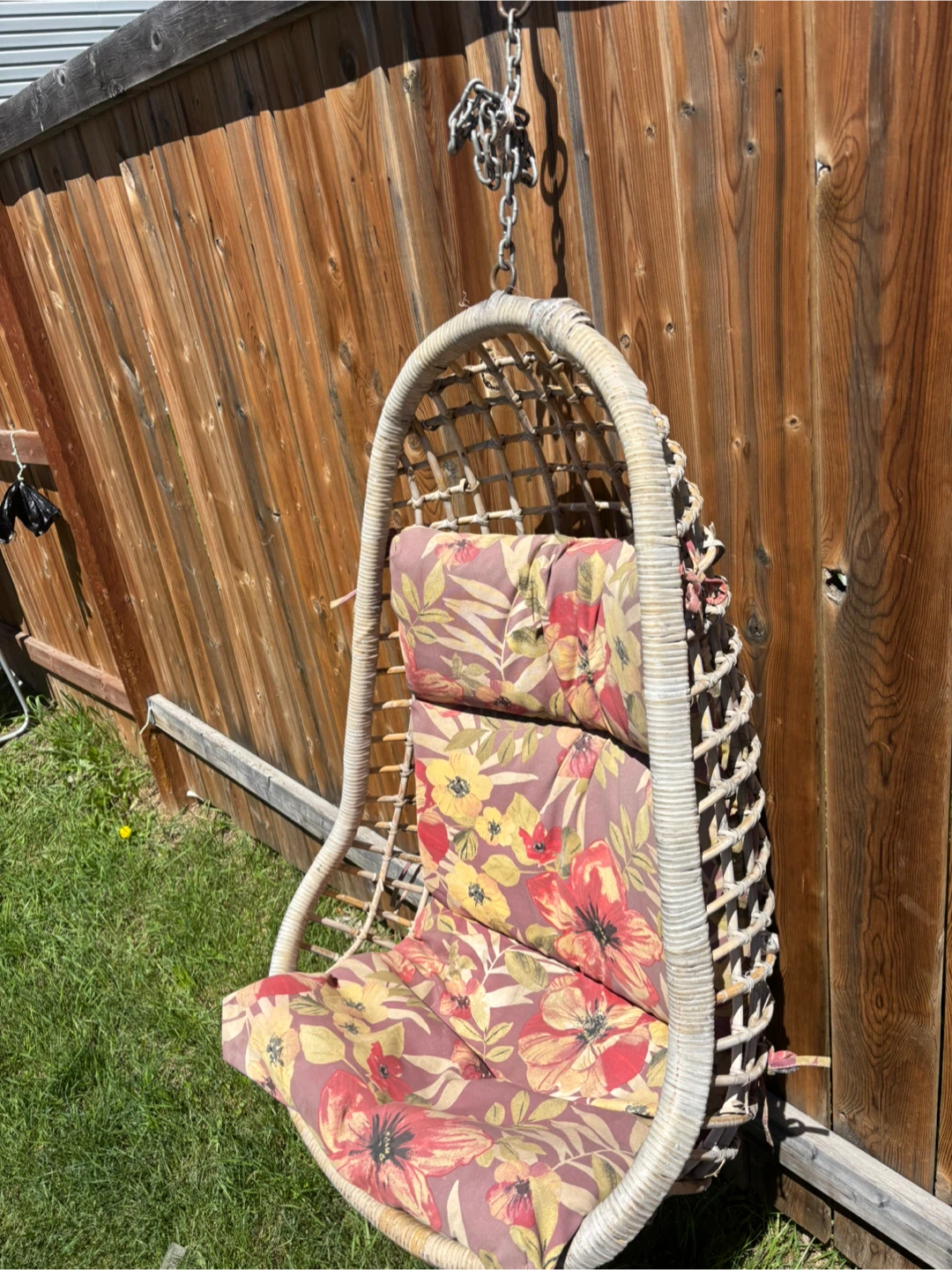 Hanging Egg Chair with Floral Cushions - photo 4