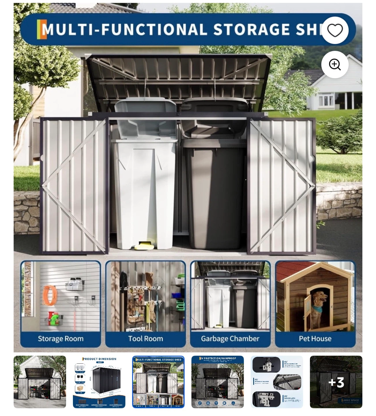 3x6ft Multi-functional Storage Shed