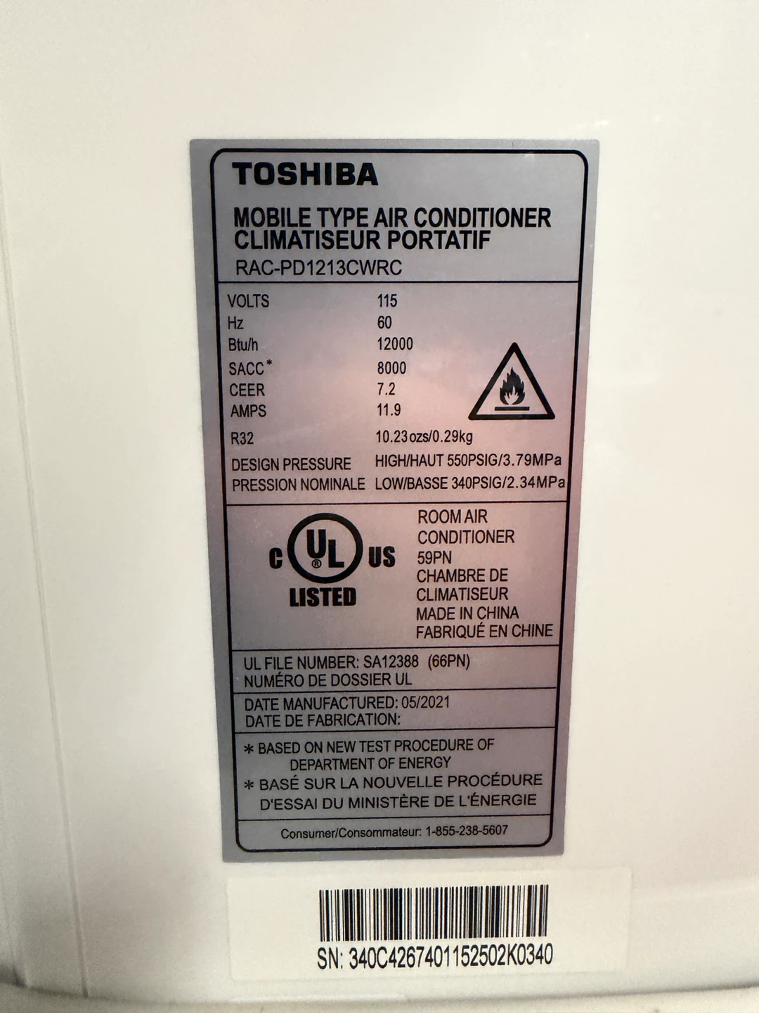 Toshiba Mobile Type Air Conditioner RAC-PD1213CWRC - photo 2