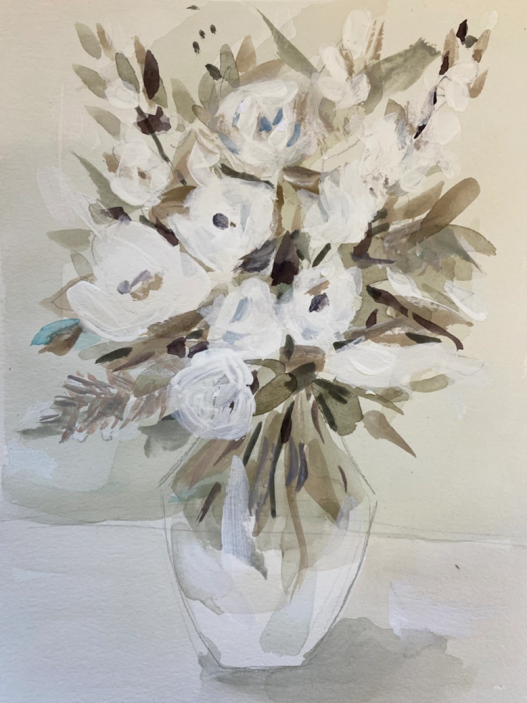 Original Floral Watercolour Painting 8x11 -3 piece - photo 3