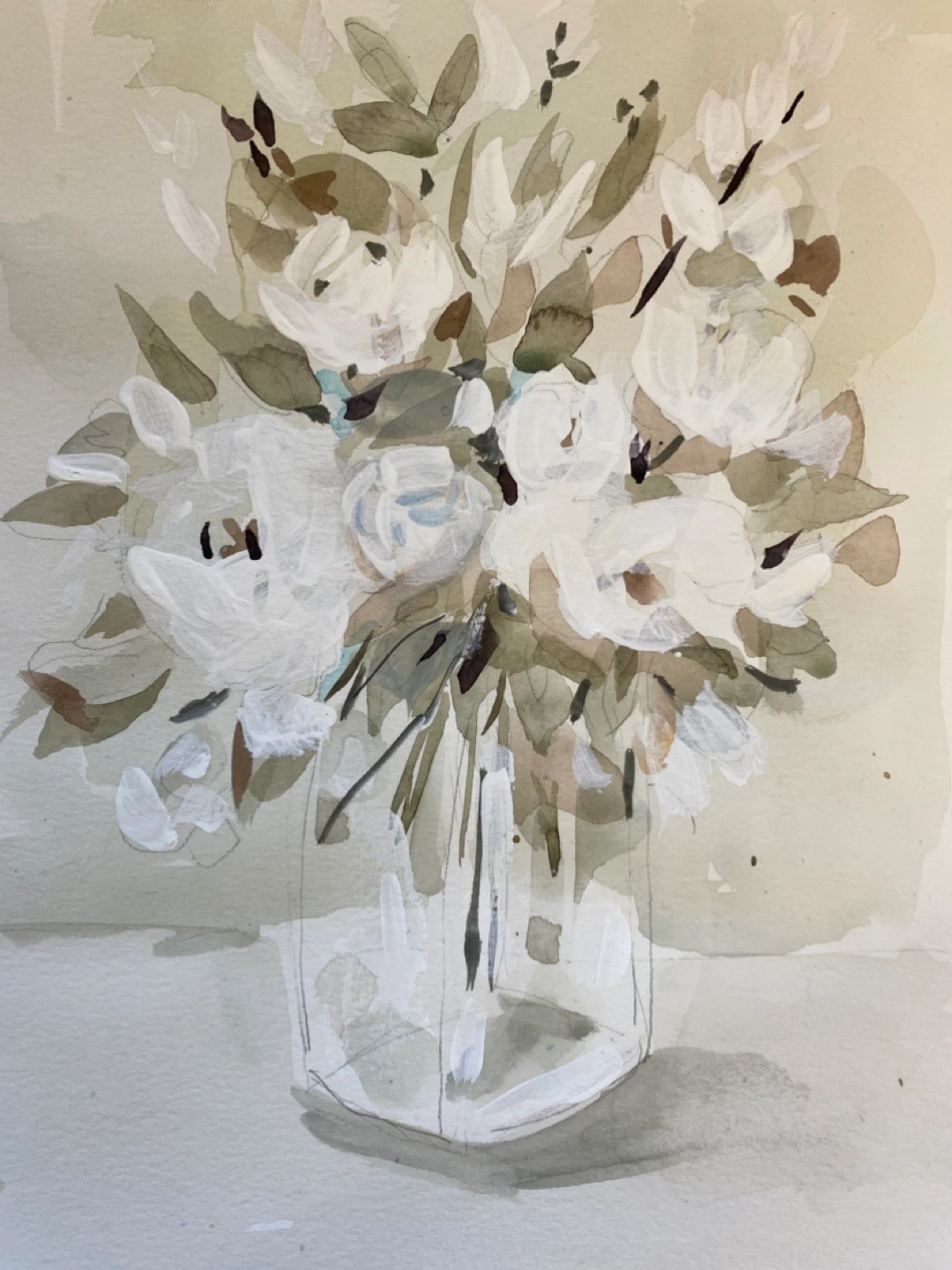 Original Floral Watercolour Painting 8x11 -3 piece