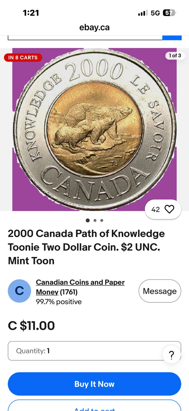 2000 Canada Path of Knowledge Toonie Two Dollar Coin - photo 2
