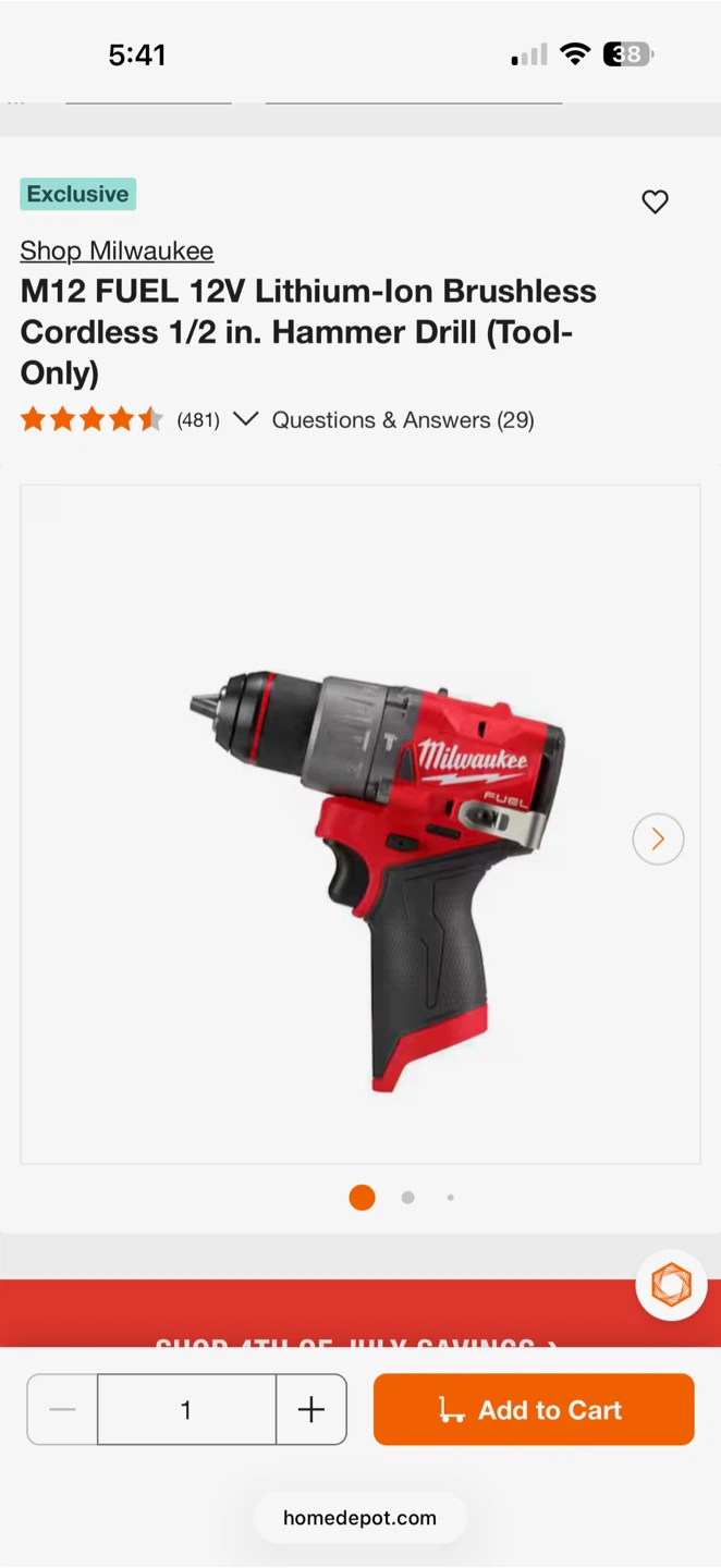 Milwaukee M12 FUEL 1/2 in. Cordless Hammer Drill (Tool-Only)