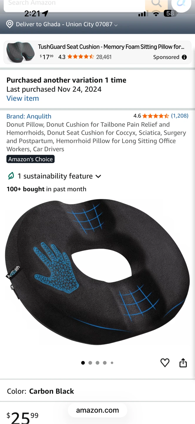 Donut Seat Cushion - Black - photo 3