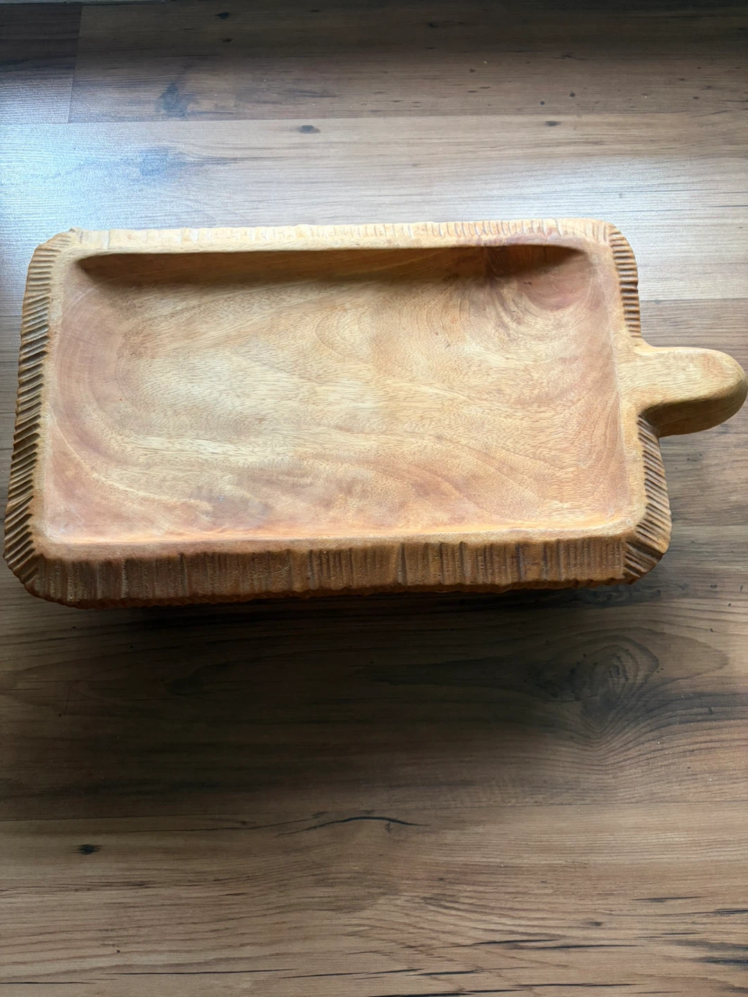 Hand-Carved Solid Wood Serving Tray / Rustic Dough Bowl