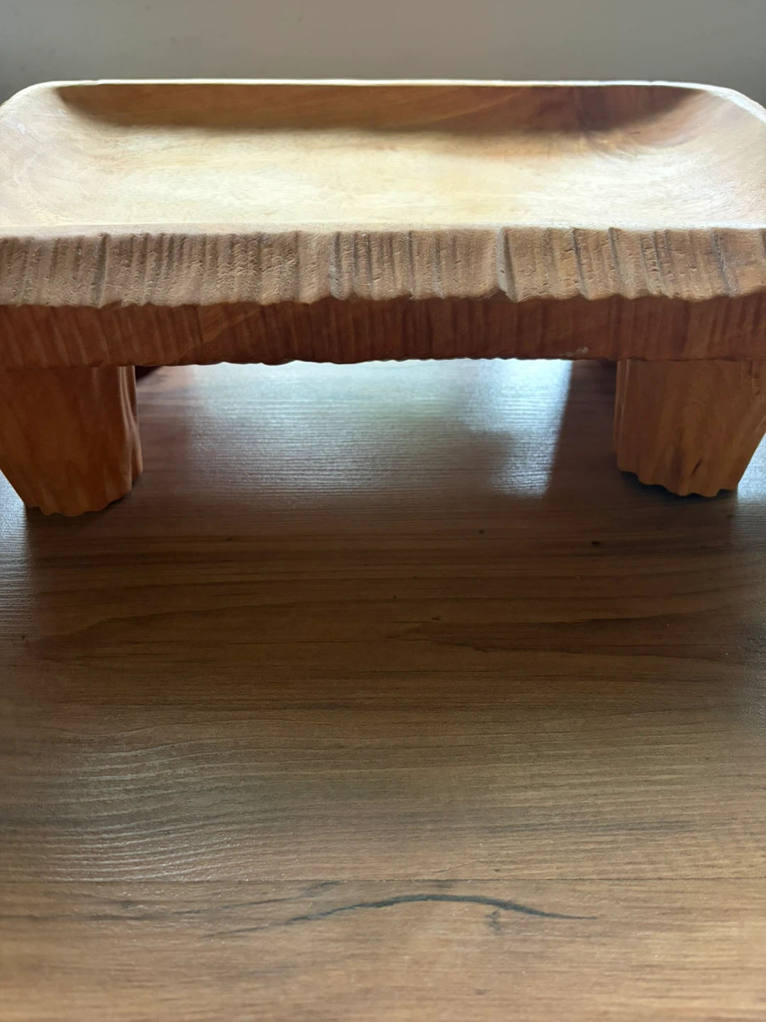Hand-Carved Solid Wood Serving Tray / Rustic Dough Bowl - photo 2