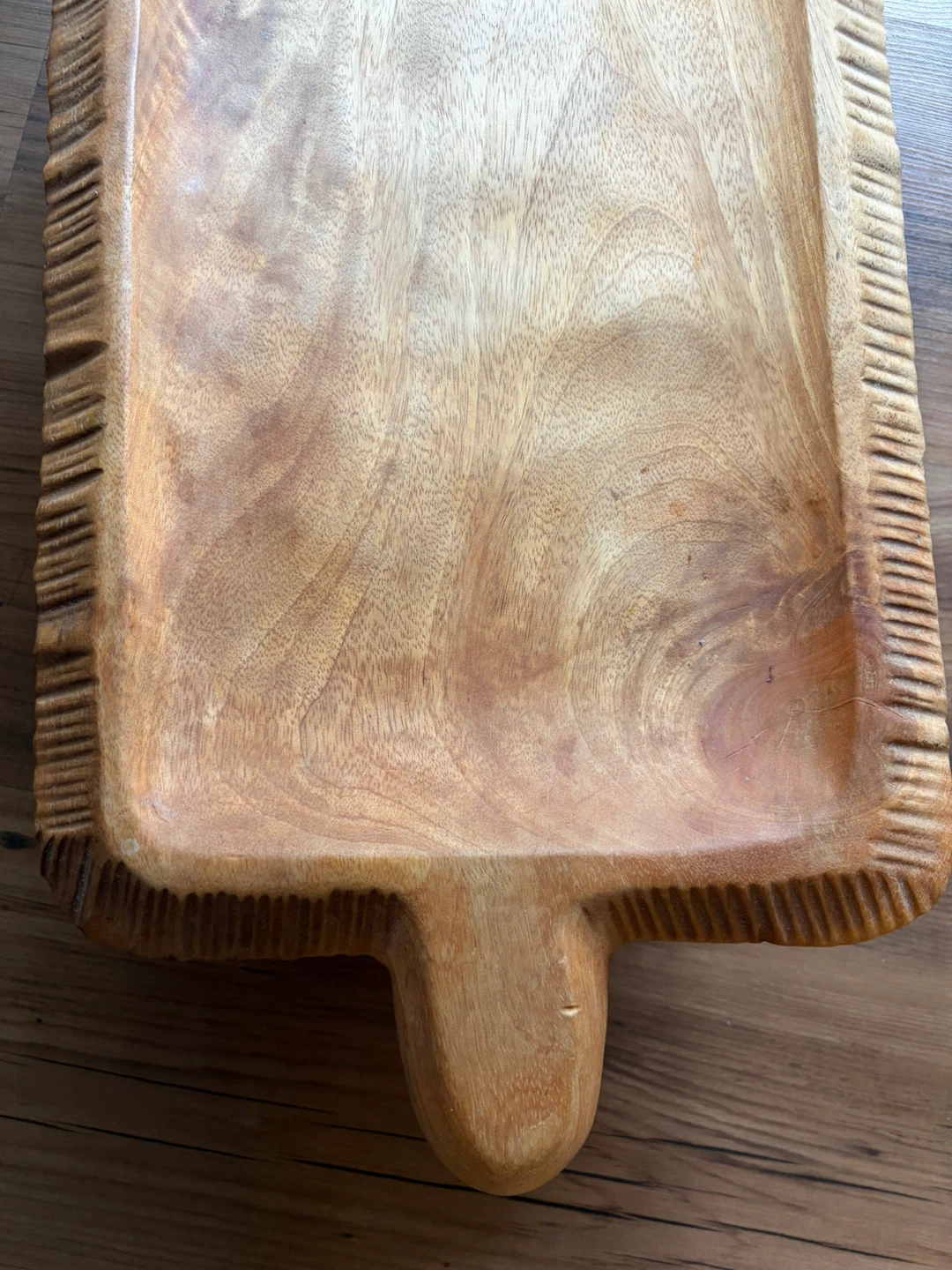 Hand-Carved Solid Wood Serving Tray / Rustic Dough Bowl - photo 3