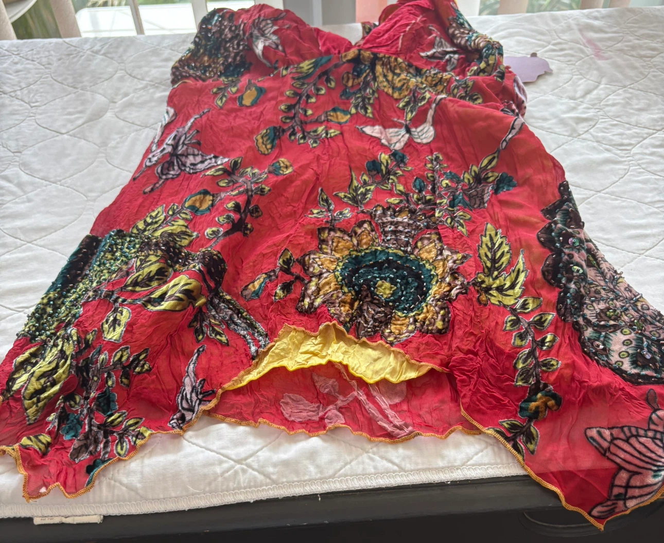 Hale Bob rare Red embroidered floral halter top
