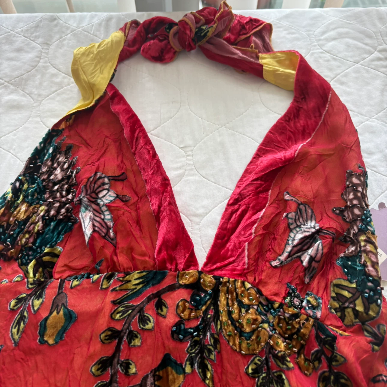 Hale Bob rare Red embroidered floral halter top - photo 2