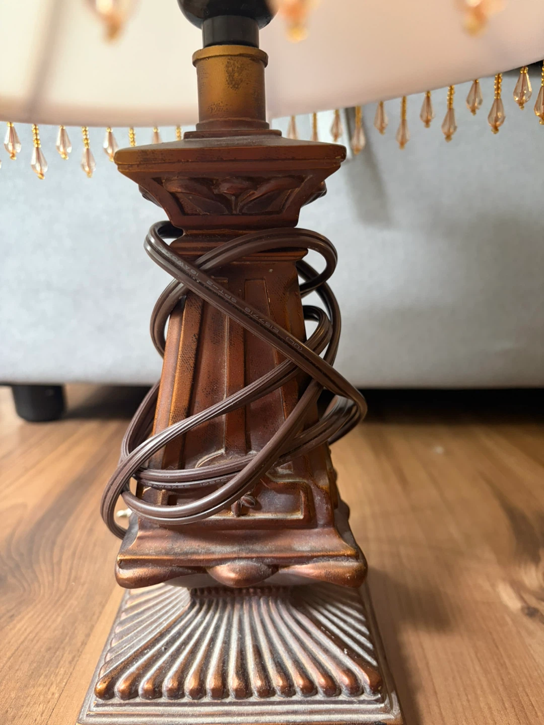 Matching Pair of Traditional Table Lamps with Fabric Shades - photo 2