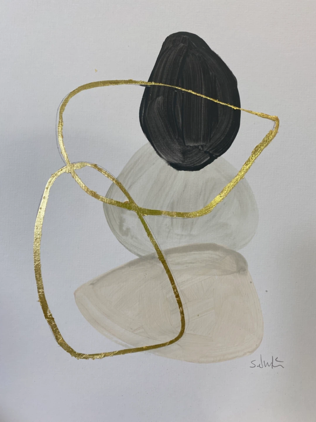 Original Abstract Art Painting with Gold Accents - photo 2