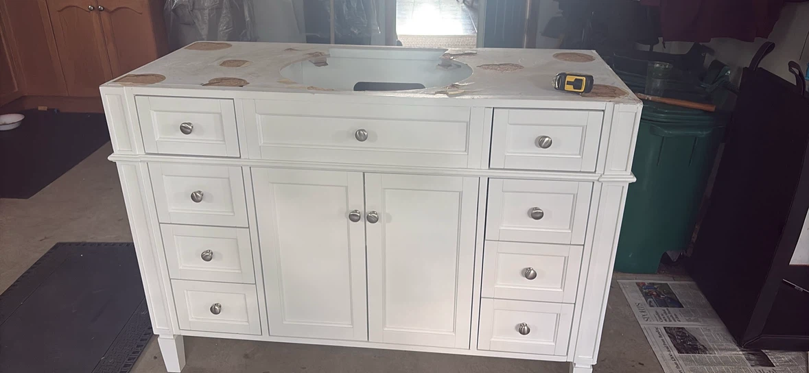 White Vanity Bathroom Cabinet..48” length