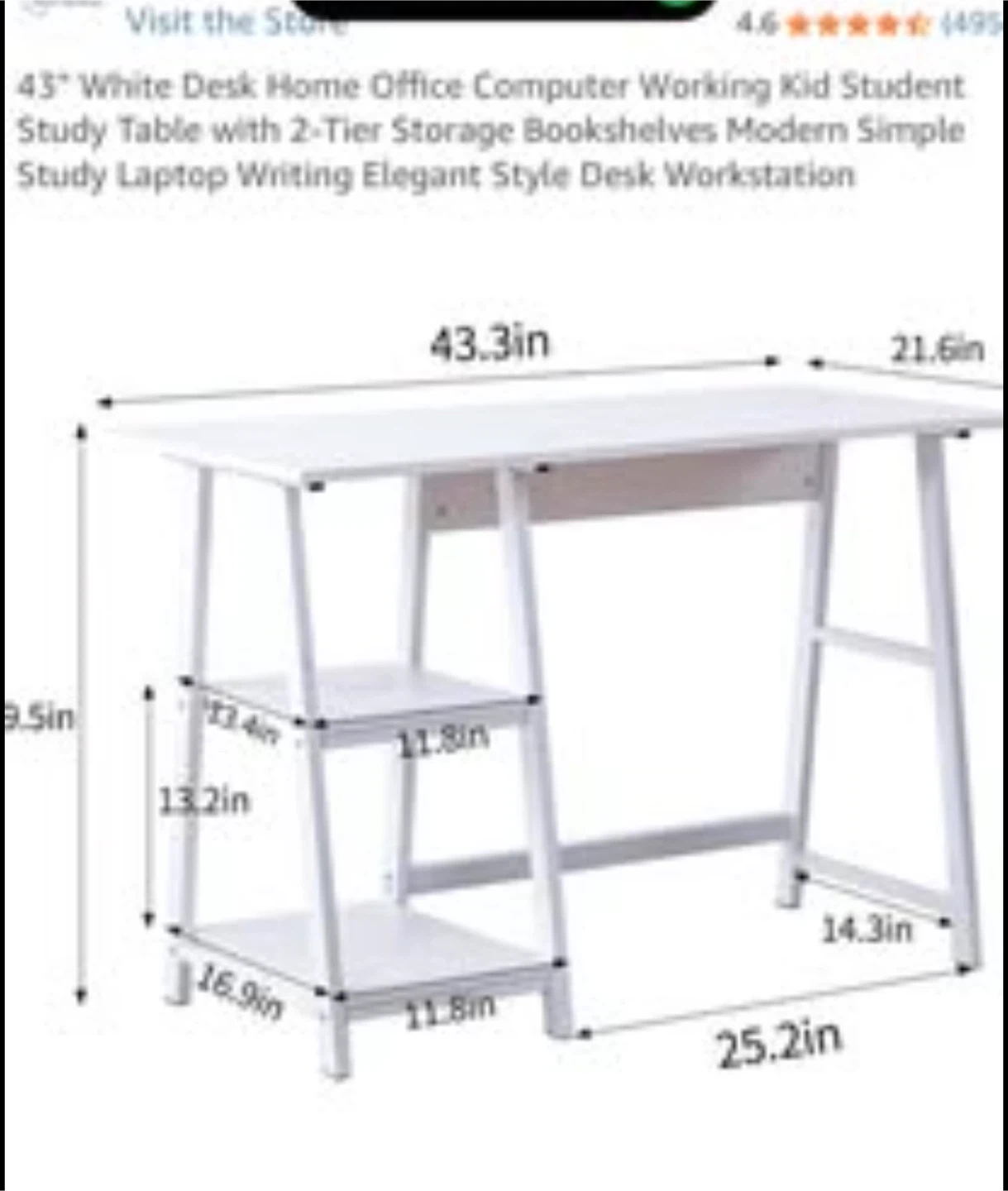 White Desk 43” with 2-Tier Storage Bookshelves - photo 2