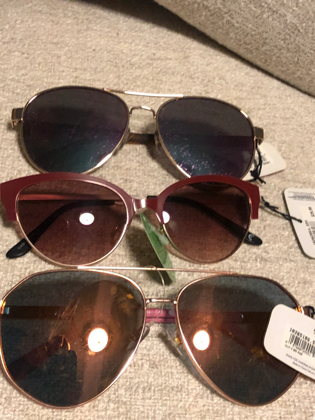 NEW Rose Gold Aviators Quo Sunglasses, Purple Tint or Cat Eye
