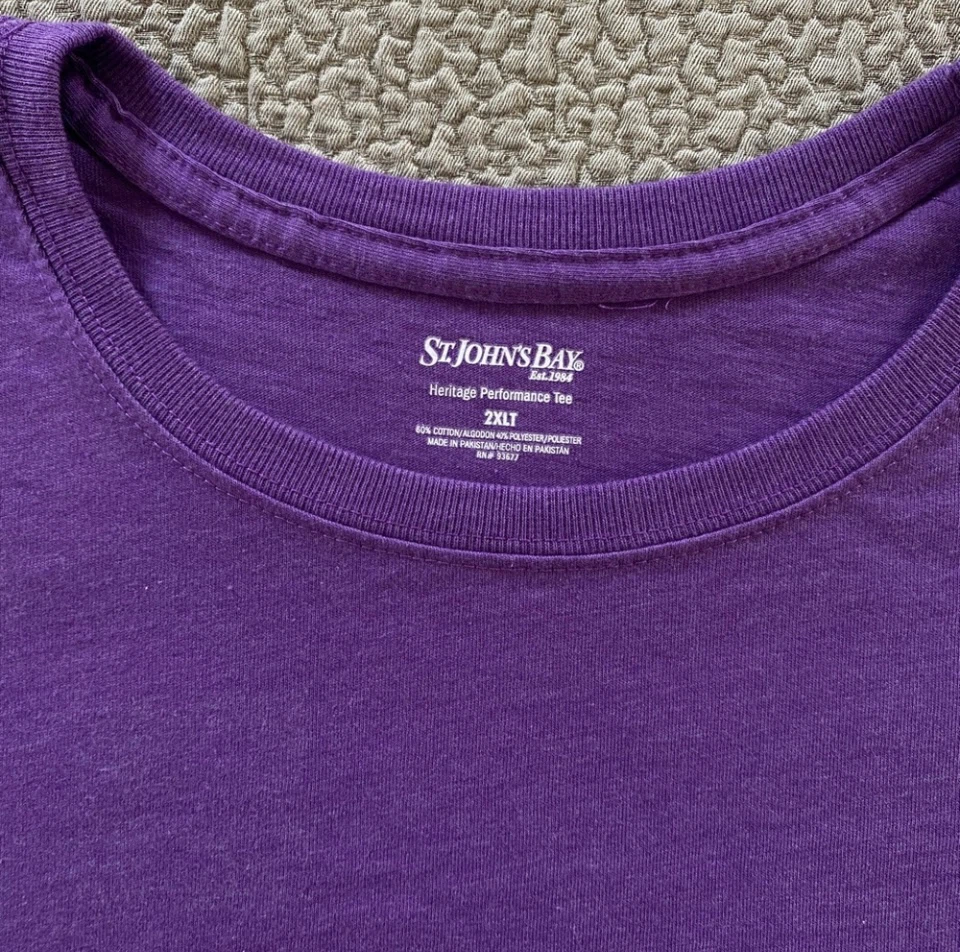 New - St. John's Bay Purple Heritage Performance Tee 2XL - photo 2